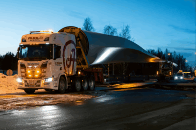 Tuulivoimaloiden komponentit turvallisesti perille